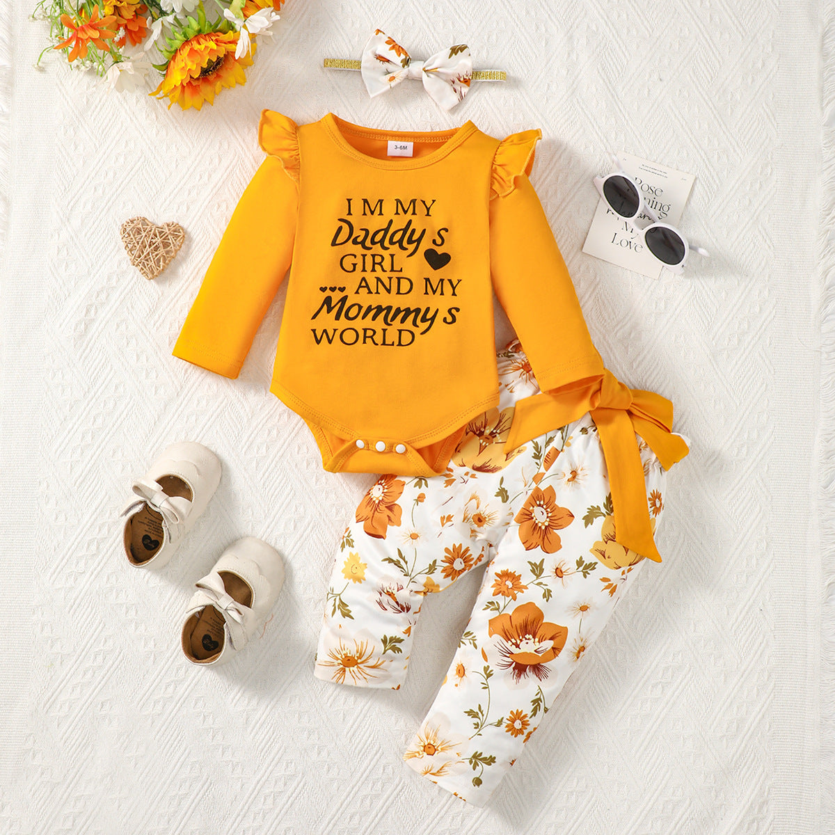 Pants Letter Printing Romper Three-piece Suit - Pants Romper Set: Tiny Fashion for Mini Trendsetters