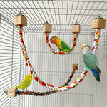 Parrot Climbing Rope Wooden Bird Ladder Toy for Cage Exercise and Play - Teleplus parrot climbing