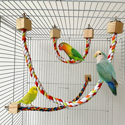 Parrot Climbing Rope Wooden Bird Ladder Toy for Cage Exercise and Play - Teleplus parrot climbing