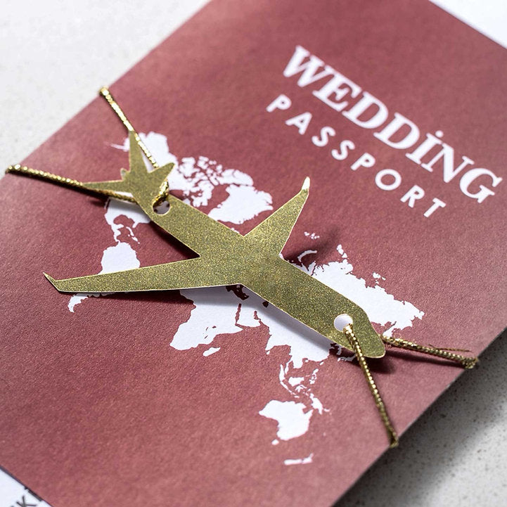 Passport Style Wedding Invitation with Boarding Pass for Destination Weddings Teleplus passport style wedding invitation
