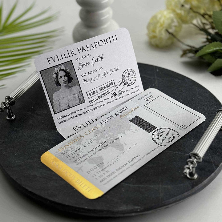 Passport Style Wedding Invitation with Boarding Pass Insert for Destination boarding pass wedding invitation passport