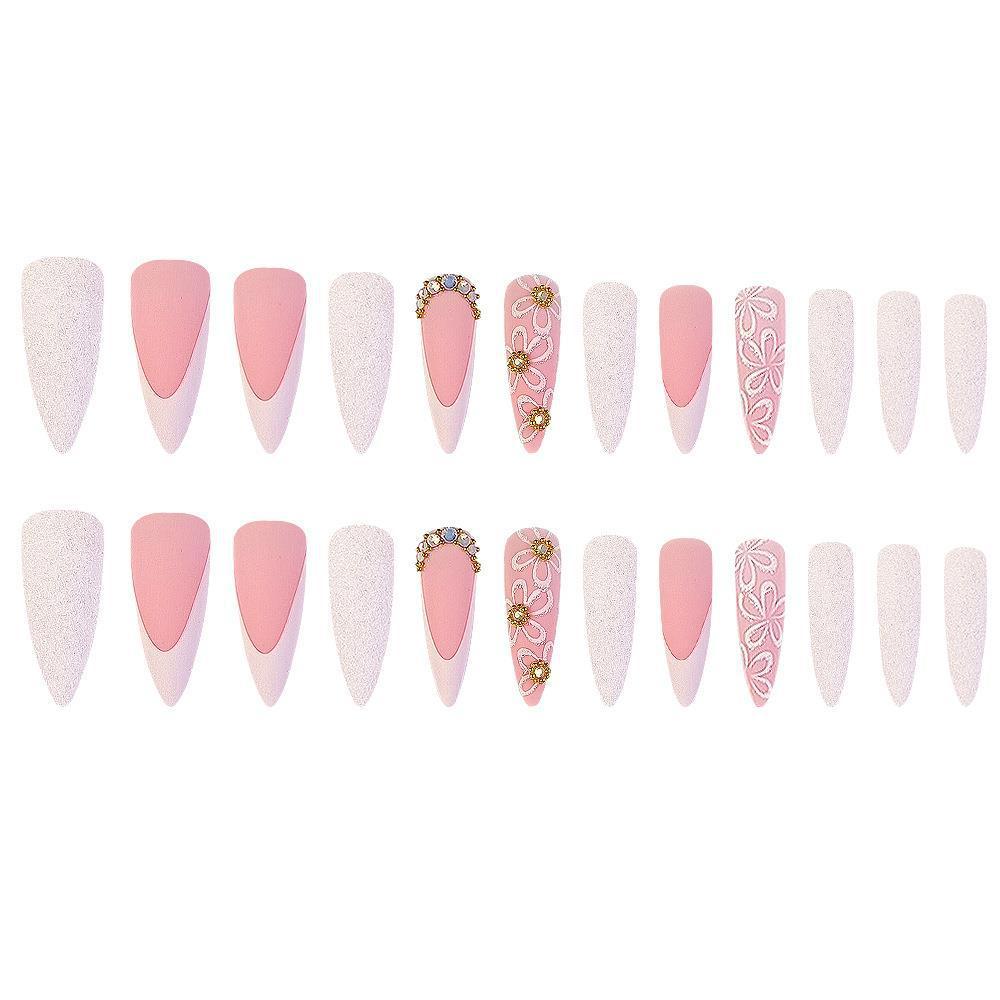 Patch Drop Shape Nail Art with Rhinestone False Nails and Glue Pack - patch drop shape nail art