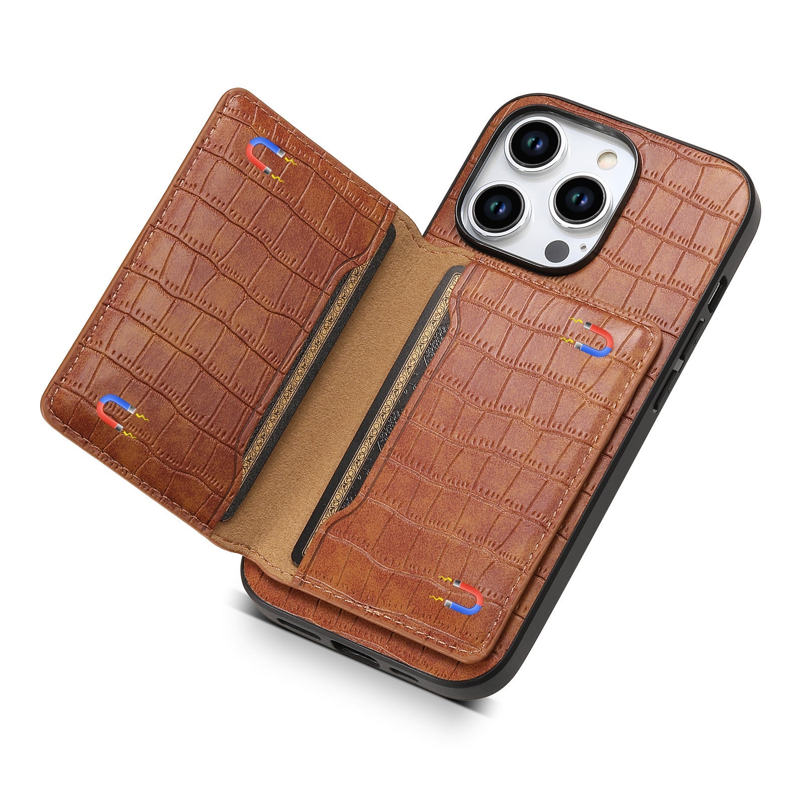 Pattern Leather Card Case for Phones with Magnetic Sleeve and Handcrafted Design - Phone Your Style card pattern