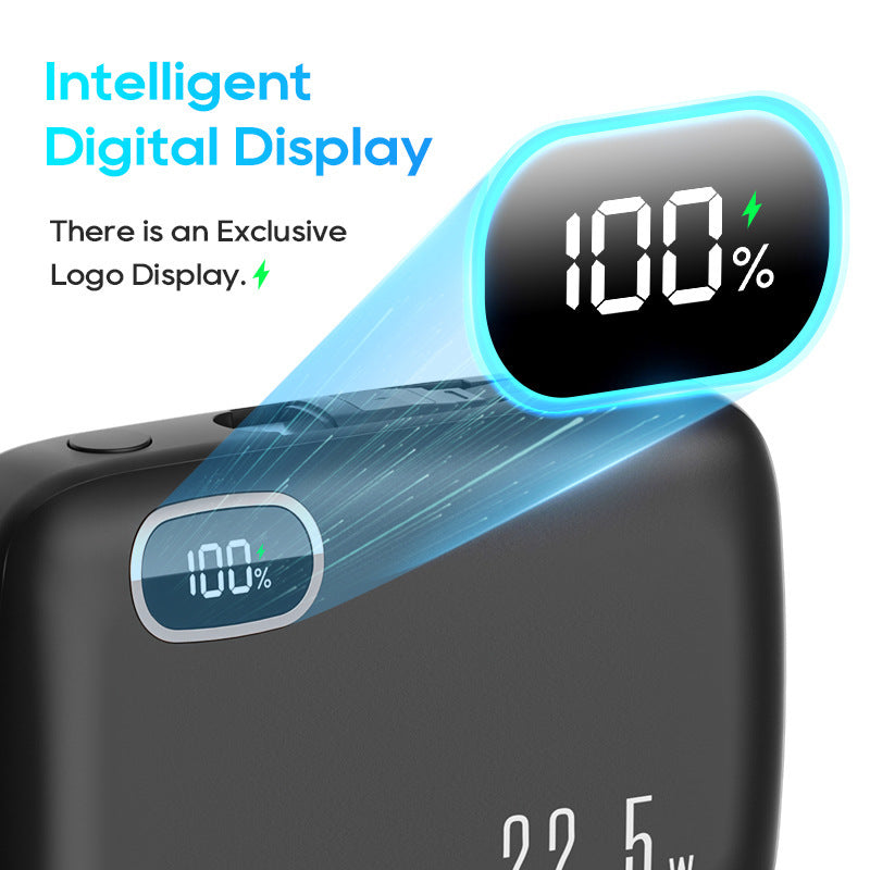 PD22.5W Fast Charging Digital Display Mobile Power Supply With Cable - PD22.5W Fast Charging Digital Display Power Bank