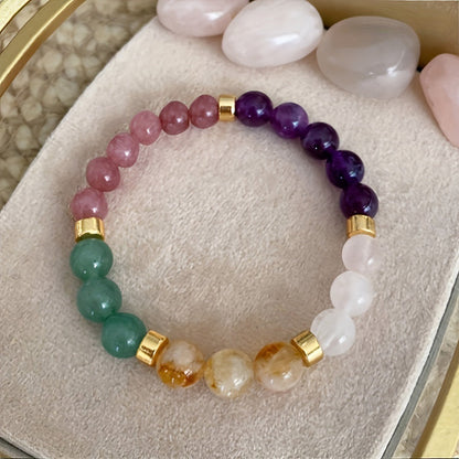 Natural Stone Bracelet with Peach Blossom and Design for Women - peach blossom natural stone bracelet