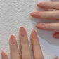 Peach Gradient Nude Glitter Removable Nail Patches with Jelly Gel and Gift - Teleplus peach gradient nude fine glitter