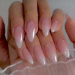 Peach Pink Almond French Nail Patch with Powder Gradient Apricot and Jelly Glue - Teleplus minimalist french nail patch
