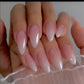 Peach Pink Almond French Nail Patch with Powder Gradient Apricot and Jelly Glue - Teleplus minimalist french nail patch