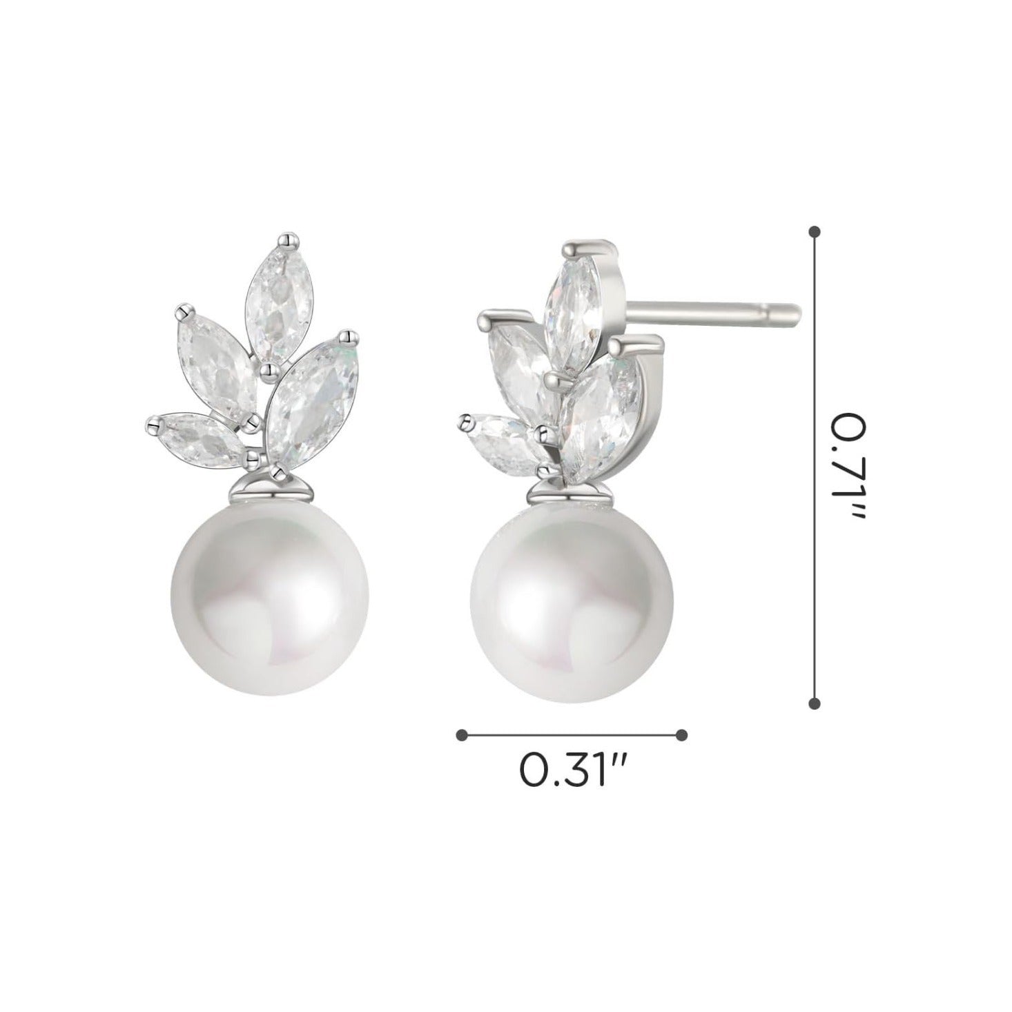 Pearl Earrings Minority Simple Leaves Full Diamond - Dazzle with Pearl Earrings Made for Leafy Fashionistas