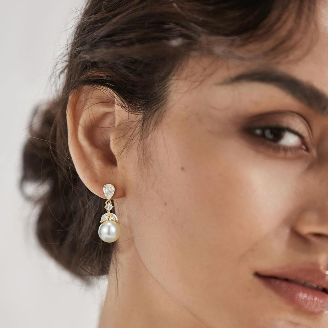 Pearl Earrings Minority Simple Leaves Full Diamond - Dazzle with Pearl Earrings Made for Leafy Fashionistas