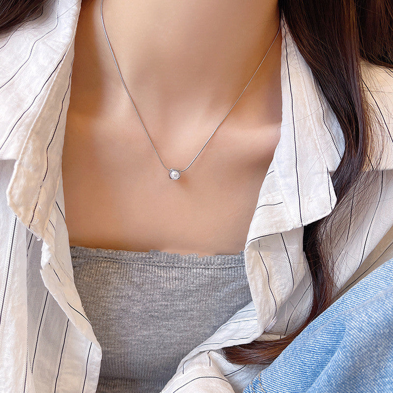 Electroplated Snake Bones Chain with Pearl Pendant and Alloy Design - for Women snake bones chain pearl pendant