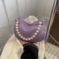 Pearl Special Imitation Diamond Handbag with PVC Oval Design - Teleplus for Women pearl special imitation diamond