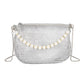 Pearl Special Imitation Diamond Handbag with PVC Oval Design - Teleplus for Women pearl special imitation diamond