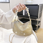 Pearl Special Imitation Diamond Handbag with PVC Oval Design - Teleplus for Women pearl special imitation diamond