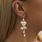 Pearl Stitching Copper Chain Eardrops Pearl Earrings - Dangle in Style with Pearl Stitching Copper Eardrops