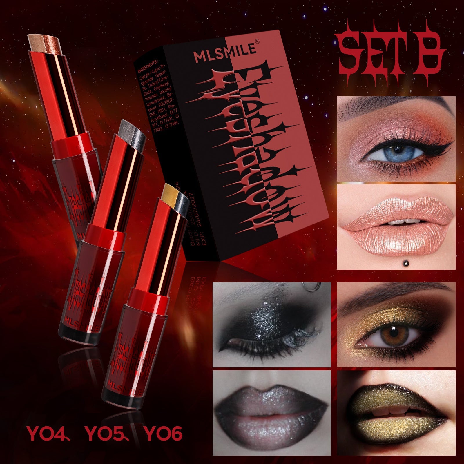 Pearlescent Eye Shadow Stick Set in Multiple Shades for Glamorous Looks - Teleplus pearlescent eye shadow stick suit