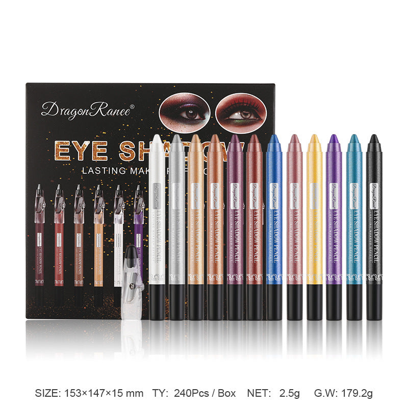 Pearlescent Eye Shadow Stick with Silkworm Pen and 12 Color Palette - Teleplus Colors silkworm pen pearlescent eye