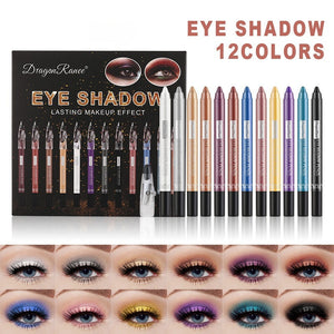 Pearlescent Eye Shadow Stick with Silkworm Pen and 12 Color Palette - Teleplus Colors silkworm pen pearlescent eye