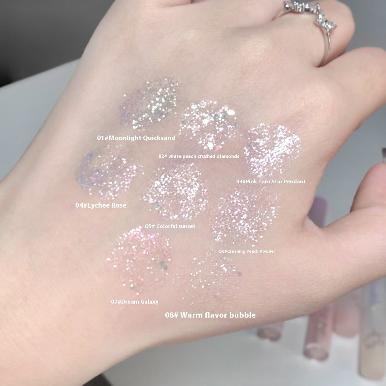 Pearlescent Liquid Eye Shadow Set with White Peach Diamond and Pink Taro Star - Teleplus liquid eye shadow white peach