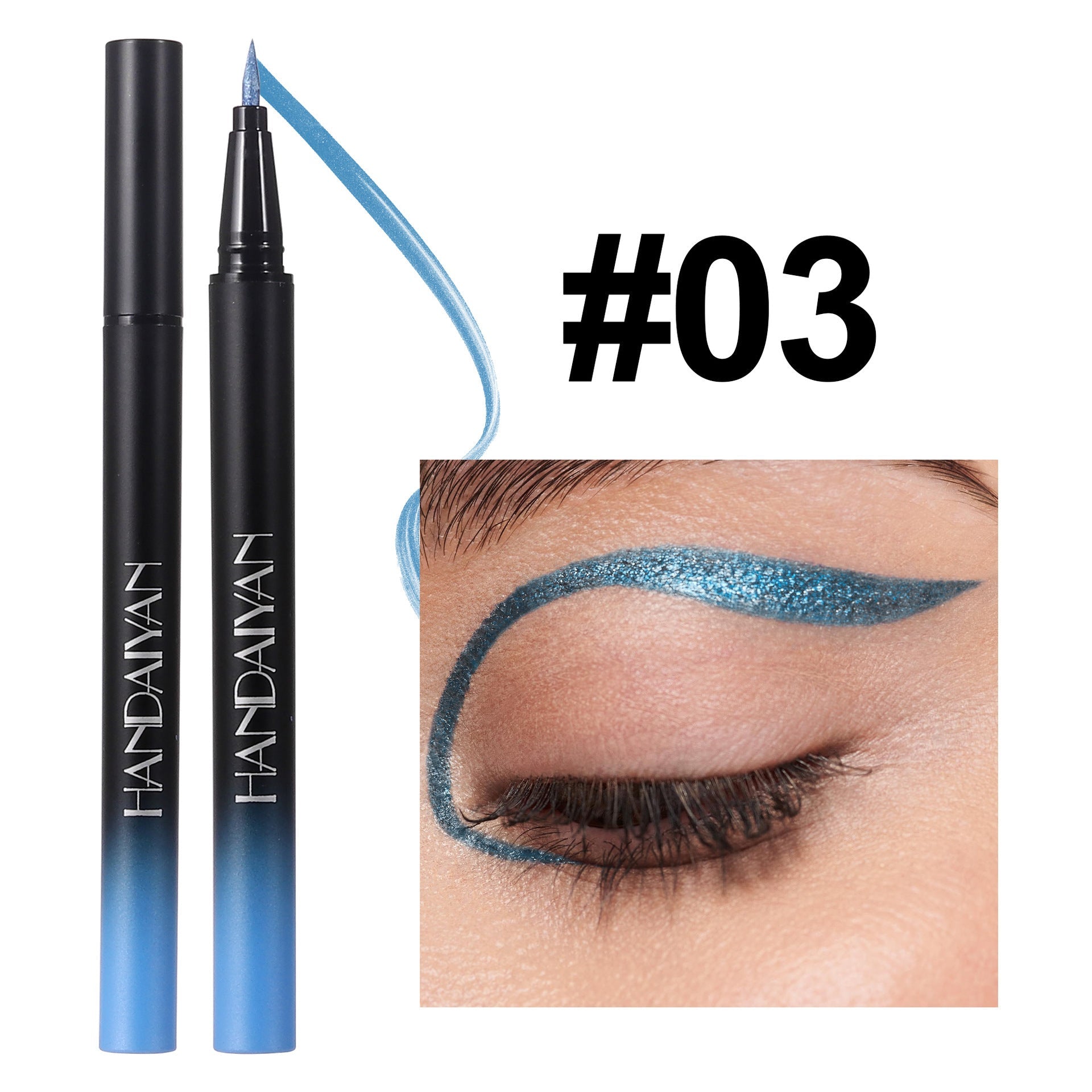 Pearlescent Waterproof Liquid Eyeliner in Metallic Purple Blue Black Shades - Teleplus pearlescent eyeliner waterproof