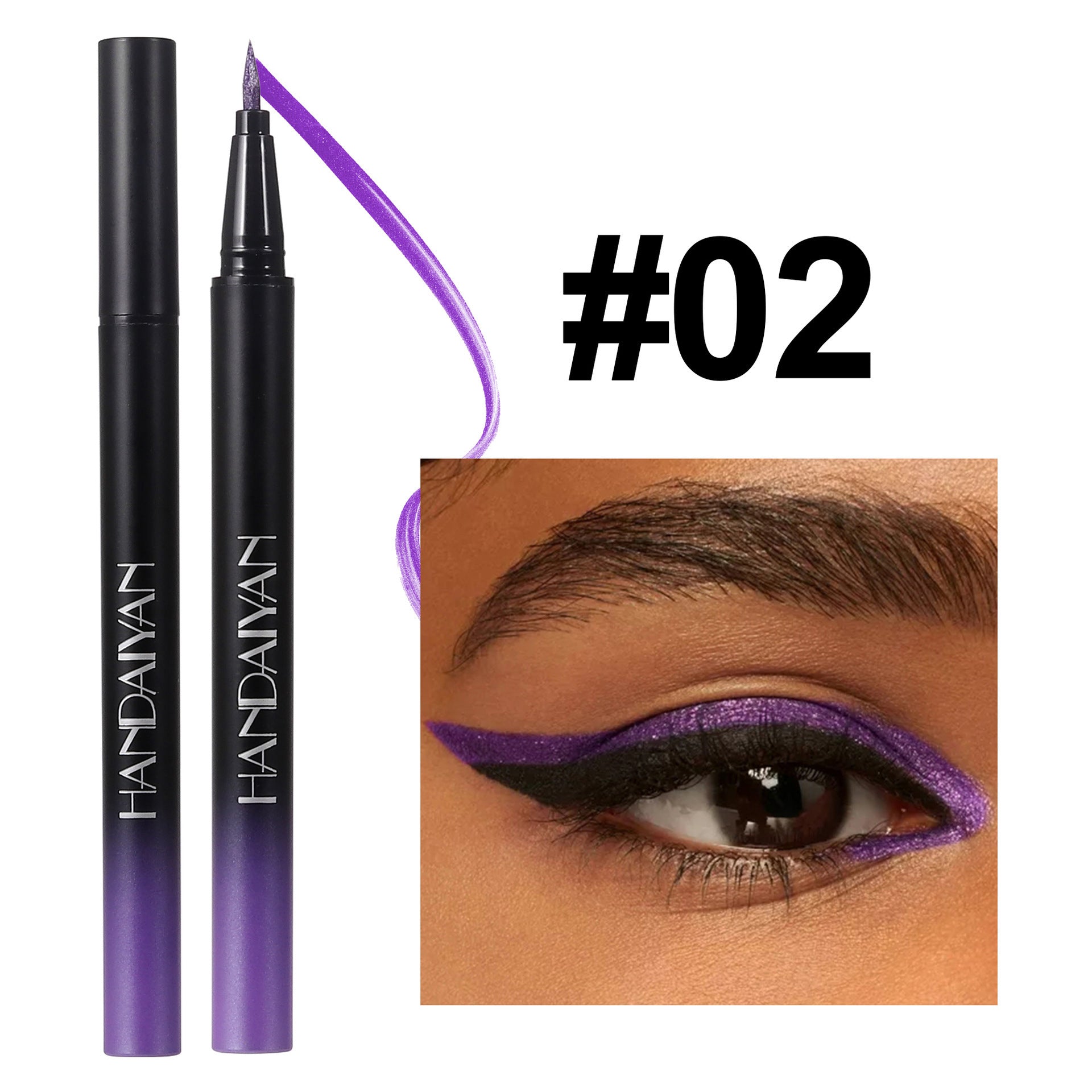 Pearlescent Waterproof Liquid Eyeliner in Metallic Purple Blue Black Shades - Teleplus pearlescent eyeliner waterproof