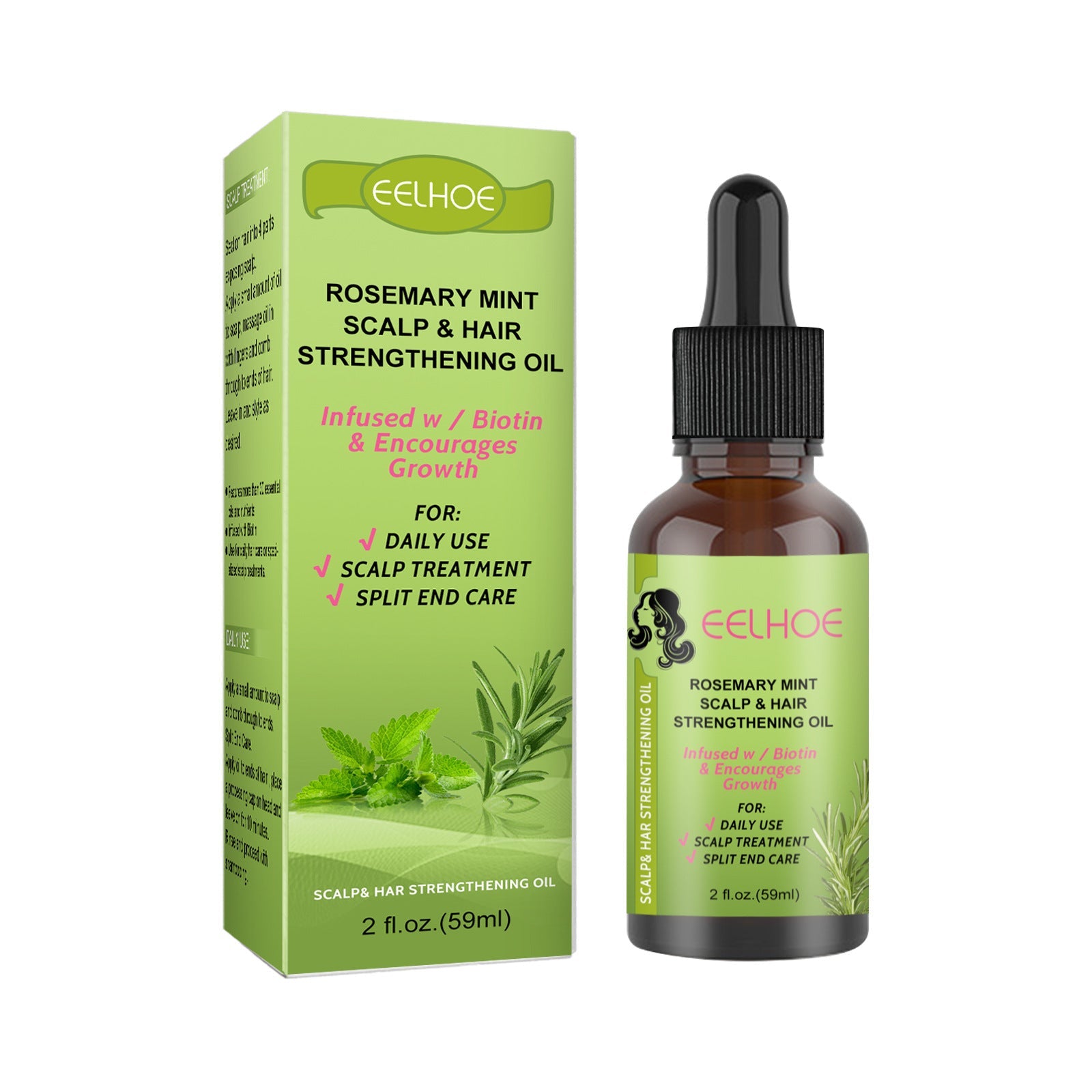 Peppermint Rosemary Vitamin Oil for Hair Growth Natural Plant Extracts - Teleplus hair growth