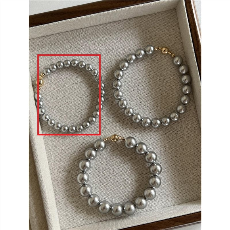 Perfect Circle Artificial Australian White Pearl Bracelet Fashion Real Hemp Tahidi Black Pearl - Perfect Circle Pearl