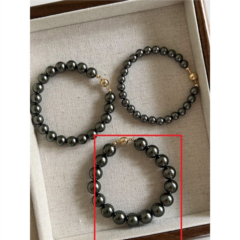 Perfect Circle Artificial Australian White Pearl Bracelet Fashion Real Hemp Tahidi Black Pearl - Perfect Circle Pearl