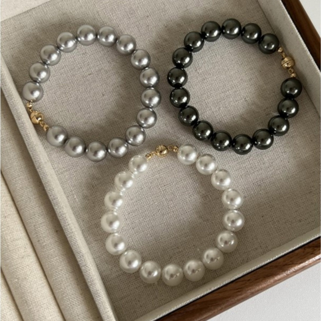 Perfect Circle Artificial Australian White Pearl Bracelet Fashion Real Hemp Tahidi Black Pearl - Perfect Circle Pearl