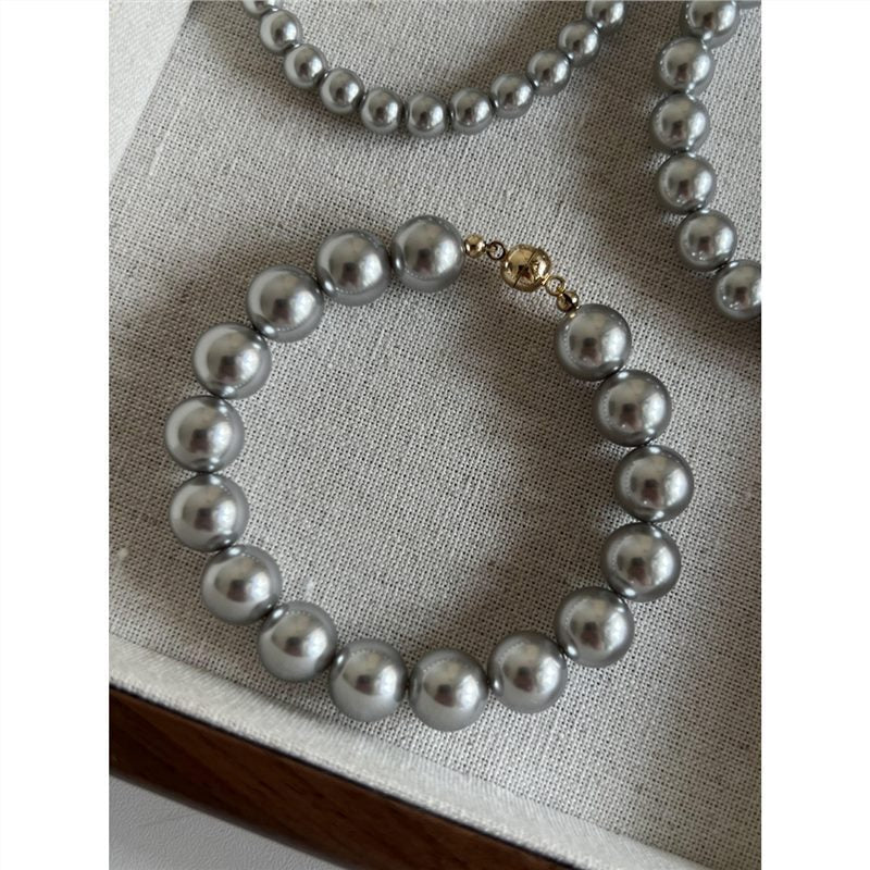 Perfect Circle Artificial Australian White Pearl Bracelet Fashion Real Hemp Tahidi Black Pearl - Perfect Circle Pearl