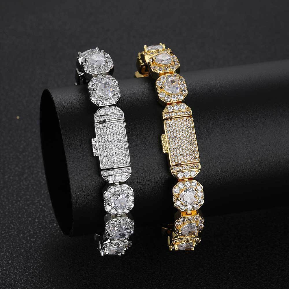 Personality Diamond Stud Hip Hop Men’s Bracelet - Personality Diamond Stud Bracelet width 10mm Unisex