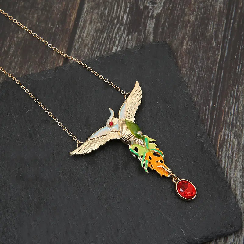 Personality Retro Hundred Birds Facing The Phoenix Shiny Diamond Pendant Clavicle Chain