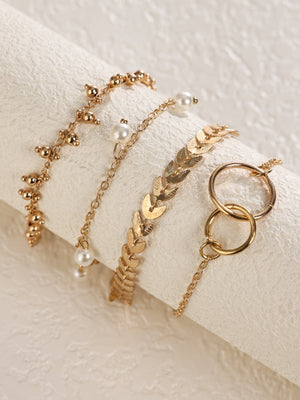 Korean Style Geometric Pearl Bracelet for Women Minimalist Alloy Design - Personalized Bracelets korean style geometric