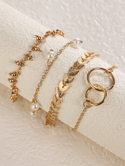 Korean Style Geometric Pearl Bracelet for Women Minimalist Alloy Design - Personalized Bracelets korean style geometric
