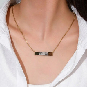 Personalized carved eye long necklace in stainless steel with engraving - Carved Eye Long Necklace Stainless Steel