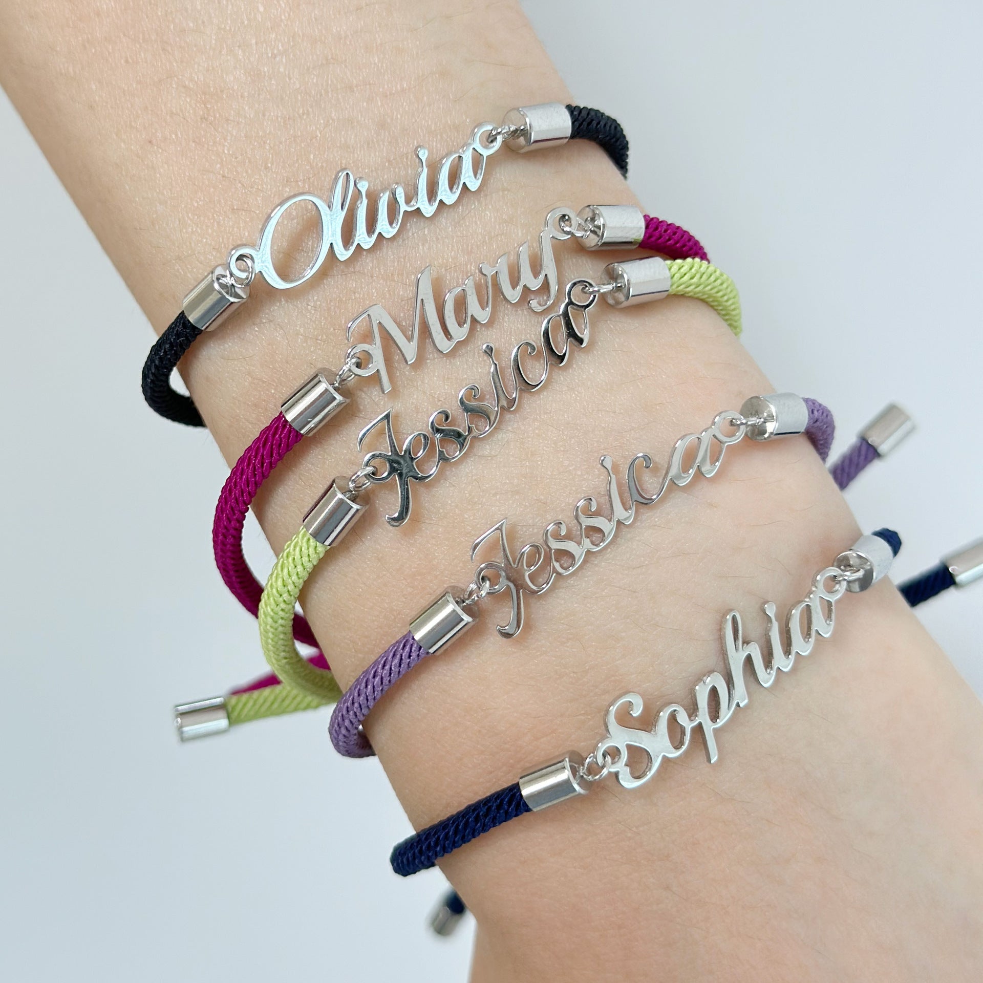 Personalized Colorful Rope Chain Custom Name Bracelet Personalized Adjustable Name Jewelry For Girls - Personalized