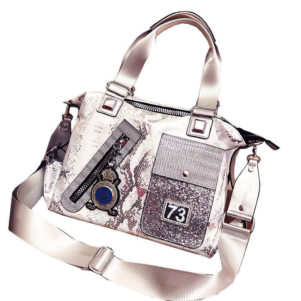 Personalized Diamond Soft Leather Bag with Geometric Pattern and Genuine Accents - Teleplus personalized diamond soft