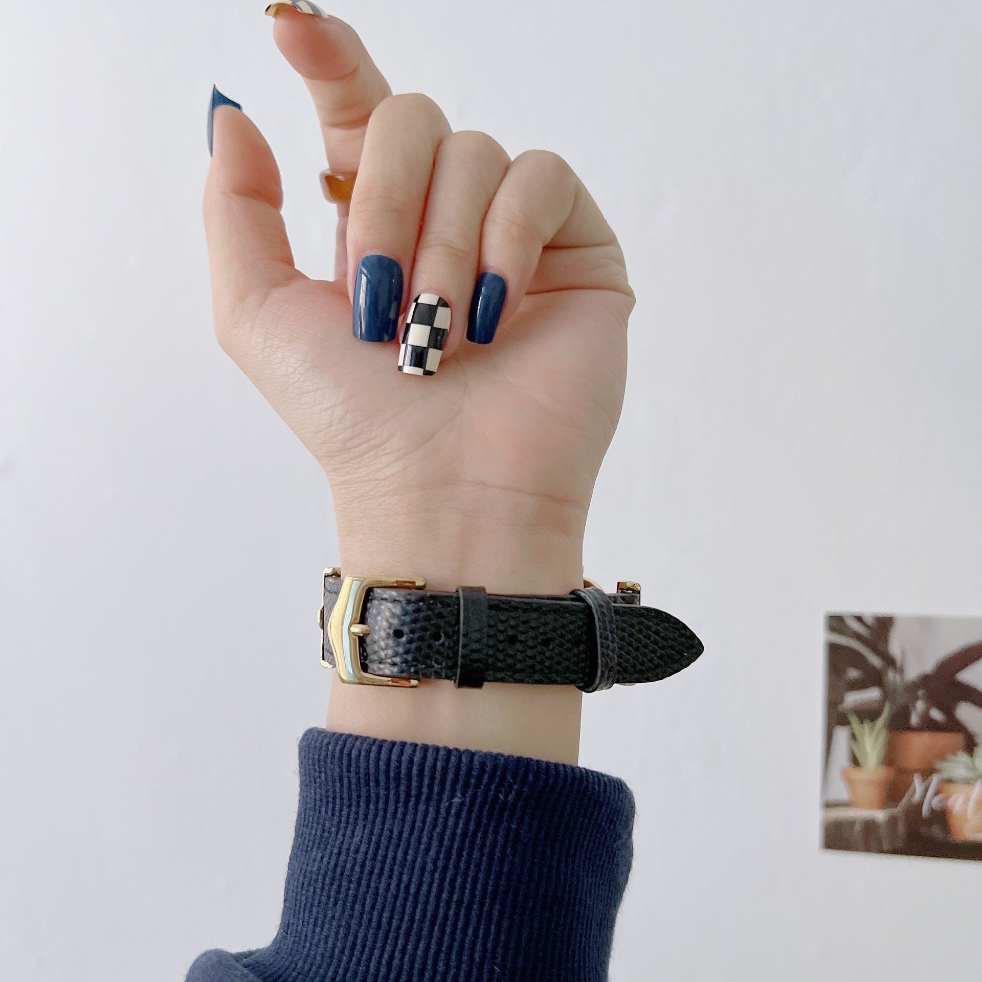 Personalized Leather Watch Strap for iWatch Steel Customizable - D-shaped Style steel leather personalized watch strap