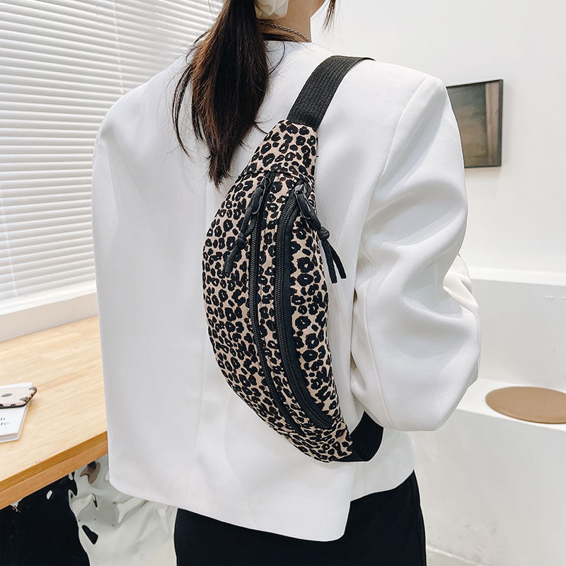 Personalized Leopard Print Fashion Bag with Buckle Pockets - Teleplus personalized leopard print fashion