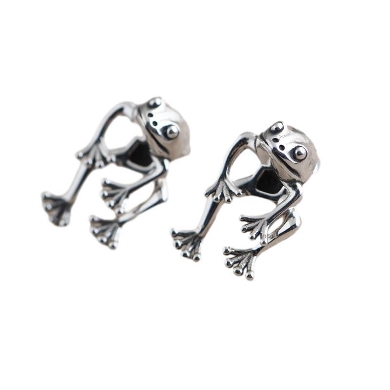 Personalized Punk Frog Stud Earrings Removable Three-dimensional Animal - Punk Frog Earrings That Leap Into Your Heart