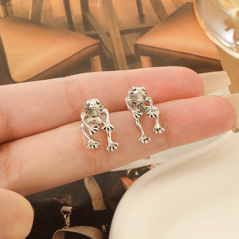 Personalized Punk Frog Stud Earrings Removable Three-dimensional Animal - Punk Frog Earrings That Leap Into Your Heart