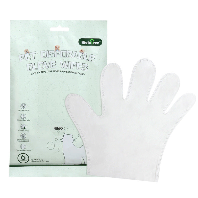 Pet Disposable Gloves and Hypoallergenic Wet Wipes for Cats 6 Pack - pet disposable