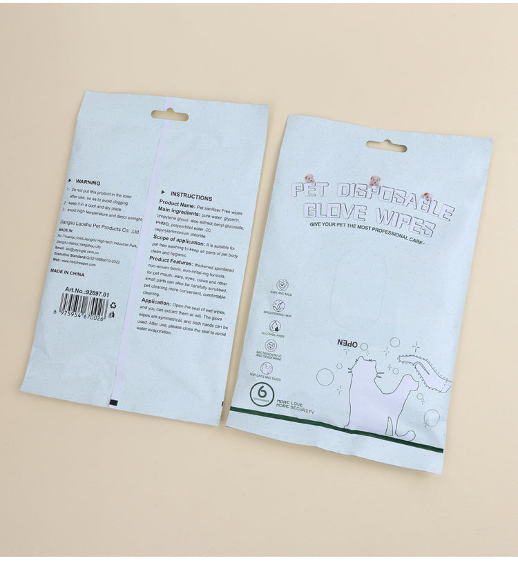 Pet Disposable Gloves and Hypoallergenic Wet Wipes for Cats 6 Pack - pet disposable
