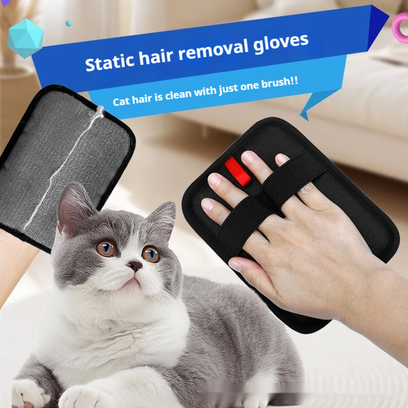 Pet Hair Removal Glove Brush Black Sticky Roller for Grooming and Cleaning - Teleplus hair removal
