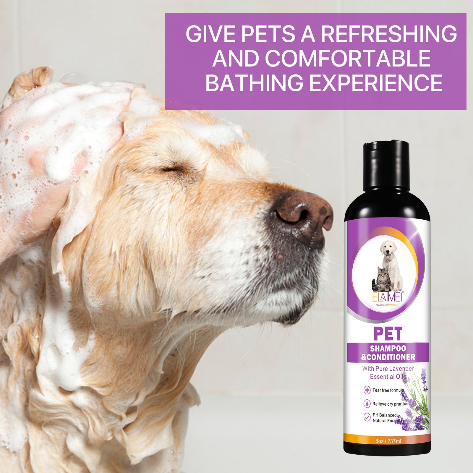 Pet Shampoo for Dogs and Cats Natural Grooming Cleans Protects 200-500ml - Teleplus
