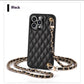 Phone Case Diamond Plaid Crossbody Protective Sleeve - Classic Style Phone Case with Small Golden Balls