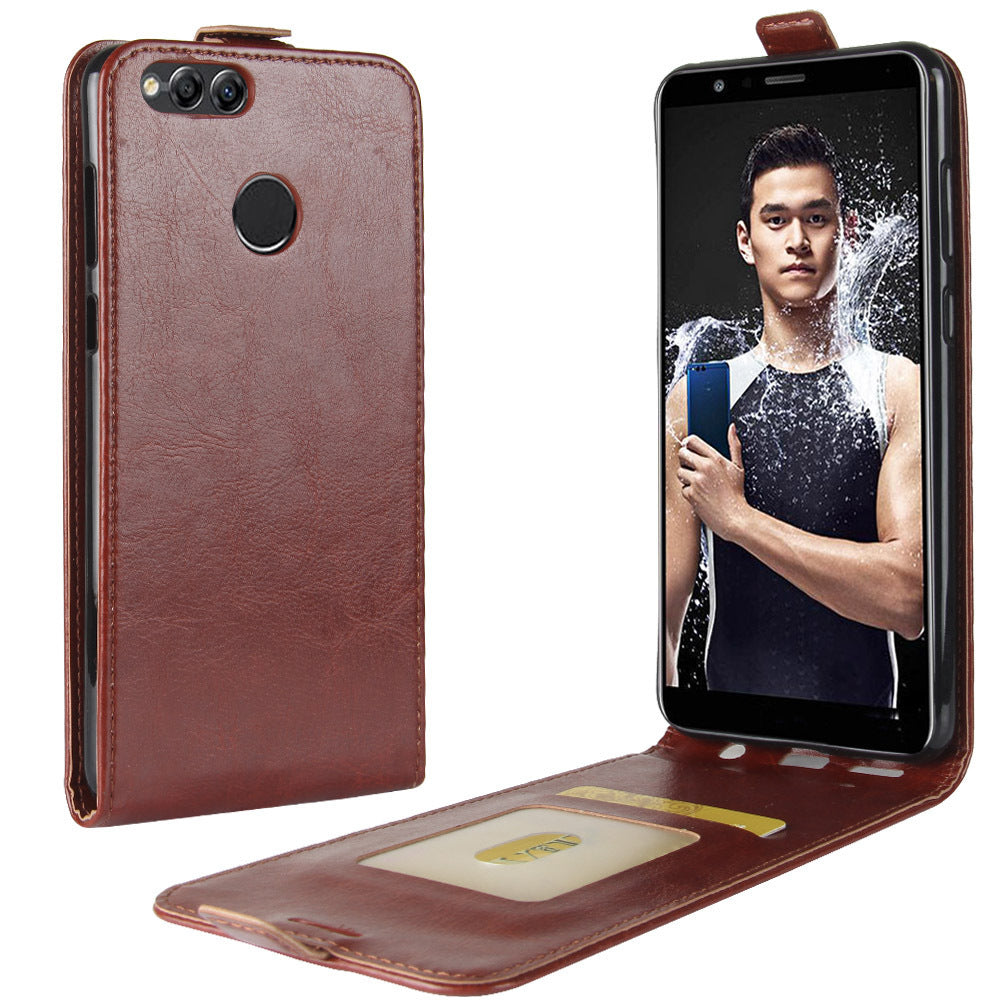 Huawei Wallet TPU Leather Case Honor7X Crazy Horse Pattern - Phone Card Holder Style phone case honor7x leather