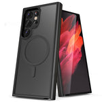 Samsung shockproof phone case with magnetic suction and anti-fall protection in black transparent for the United States