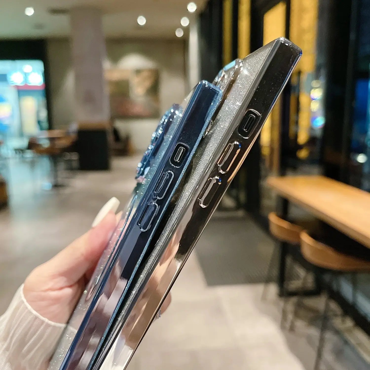 Phone Case Square Electroplated Transparent Solid Color Magnetic Protective Cover