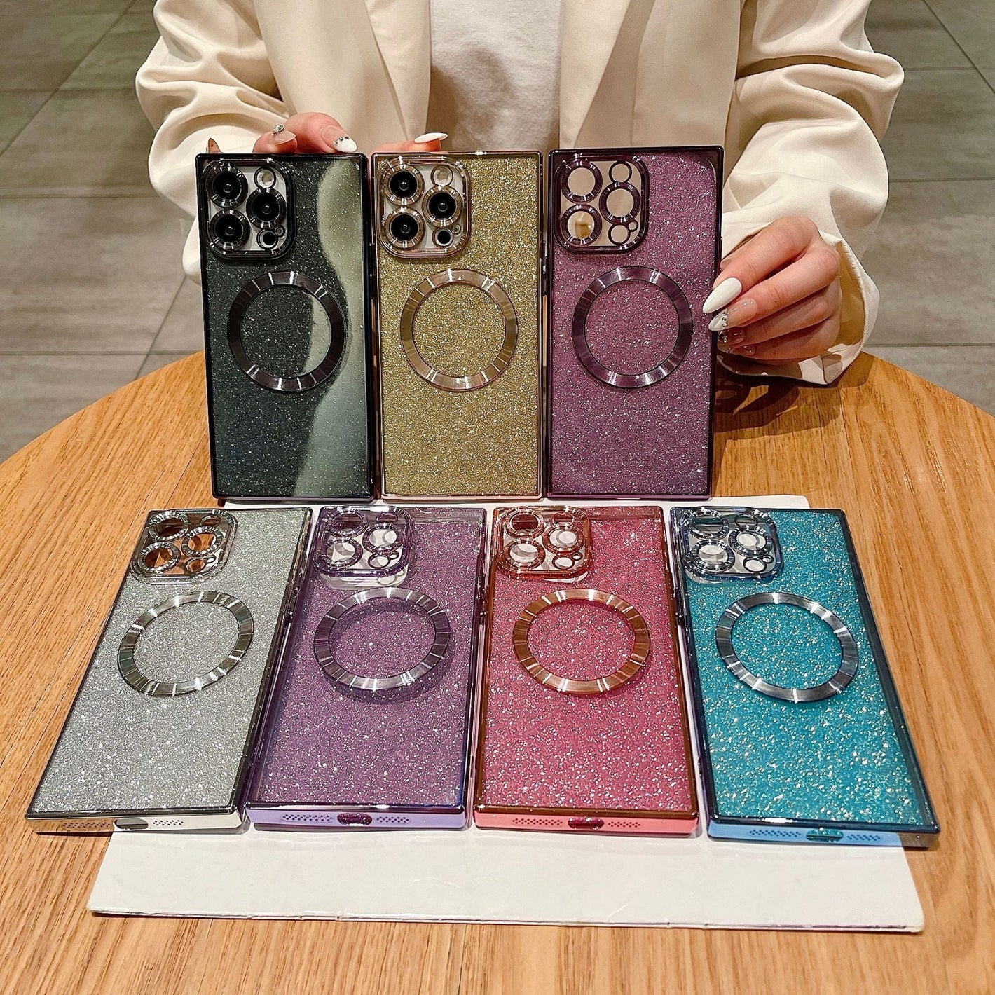 Square Electroplated Transparent Phone Case Compatible with iPhone Models - Cover phone case square electroplated